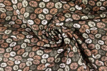 Preview: 1,50 m Reststück Baumwoll Jersey Graphic Flowers auf Schlammgrau